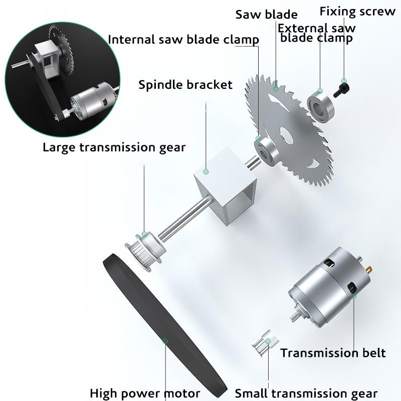 DC24V Table Saw Mini Handmade Desktop Saws Adjustable High DIY Hobby Acrylic Block Multifunctional Woodworking Electric Bench Saw