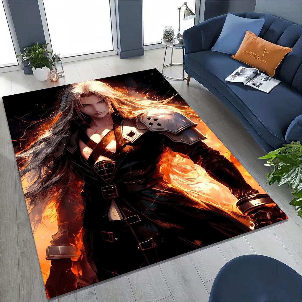 Cartoon Final Fantasy Sephiroth Cloud Tifa Game Rug for Bedroom Living Room Sofa Home Doormat Decor, Large Non-slip Floor Mat