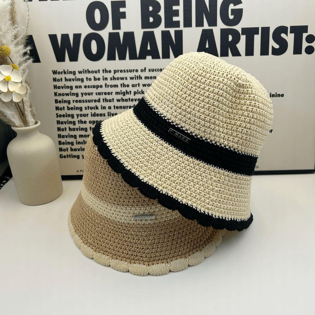 Hollow Basin Hat Multi-colored Female Comfortable Breathable Face Small Fashion Simple Versatile Foldable Knitted Bucket Hat