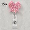 Cute Badge Reel Nurse Reel, Funny Retractable Glitter Acrylic Name Tag Holder with Bow Clip, Sparkly ID Card for Teachers Student Staffs