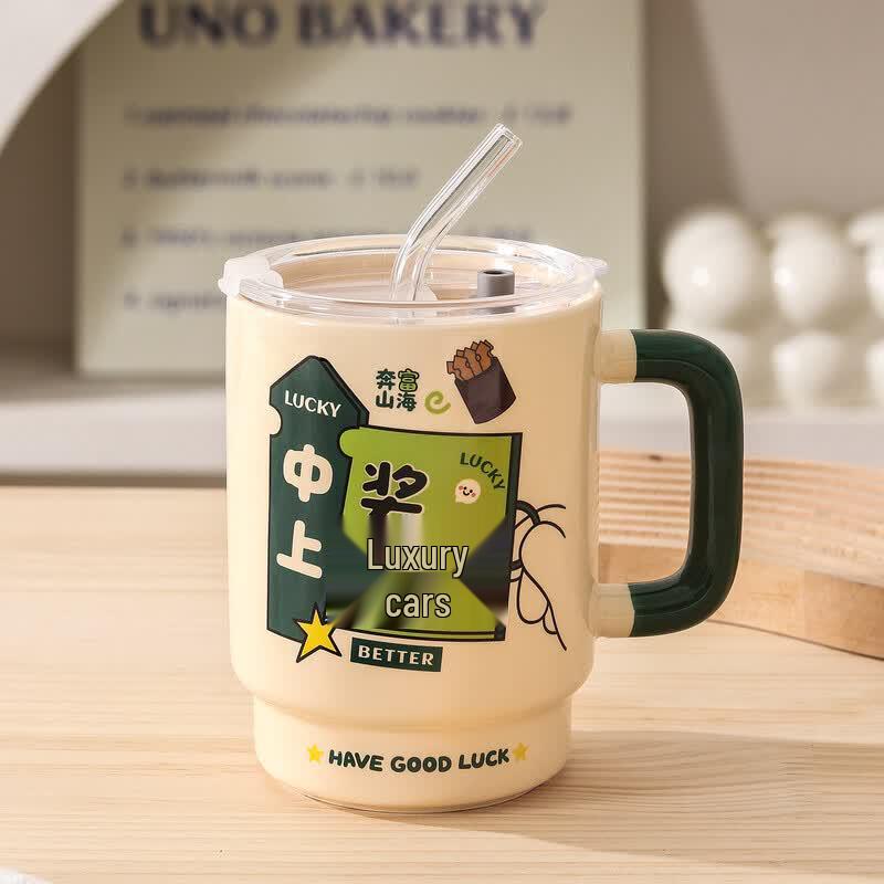 Xinglida Keramiktasse mit Strohhalm