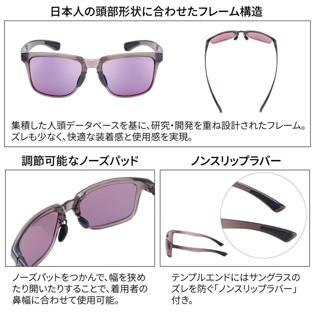 Made In Japan Polarized Sunglasses ER CBR Polarized ULTRA Rose Smoke Driving Golf Outdoor Square Casual Fashion [SWANS] ER4-0170 (Double-sided