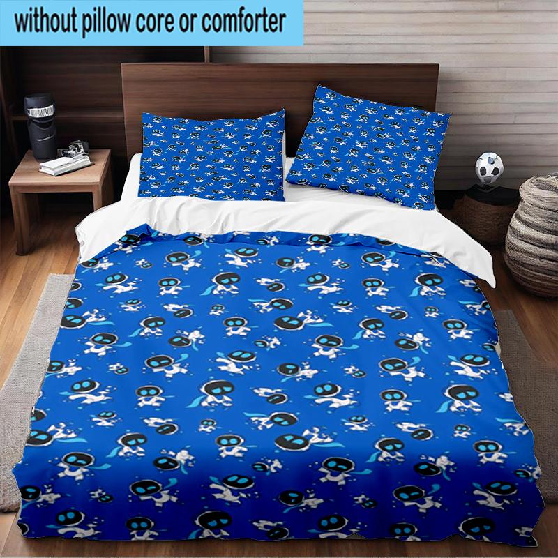 Space Adventure Astro Bot 3PCS Bedding Set 2D Printing (Includes 1 Duvet Cover + 2 Pillowcases Coreless), Bedroom decor,Fan Gift