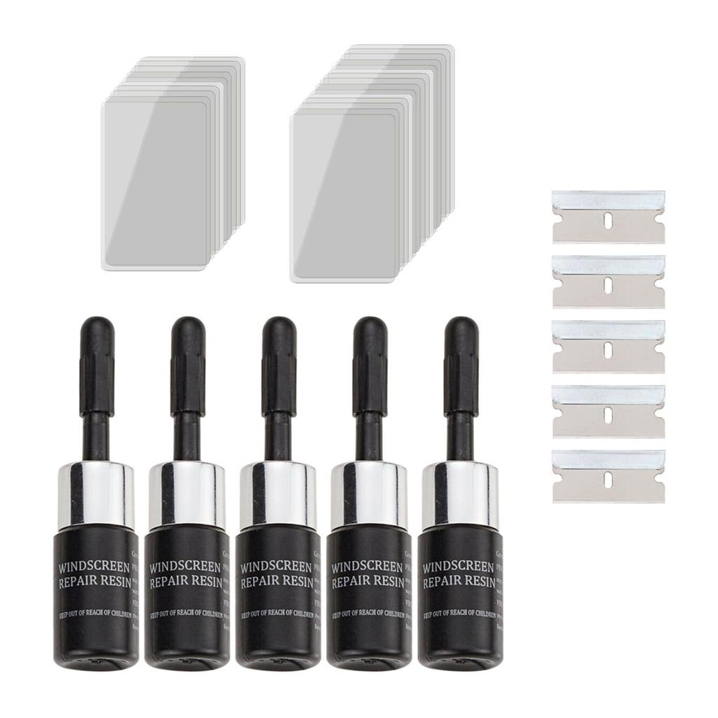 5 Pieces Glass Repair Fluid Windshield Crack Repair Set Windscreen Tool