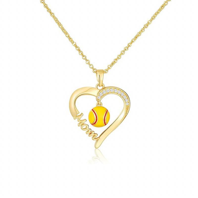 Soccer Necklace Heart Shape Jewelry For Mothers Day Gift Women Fashion