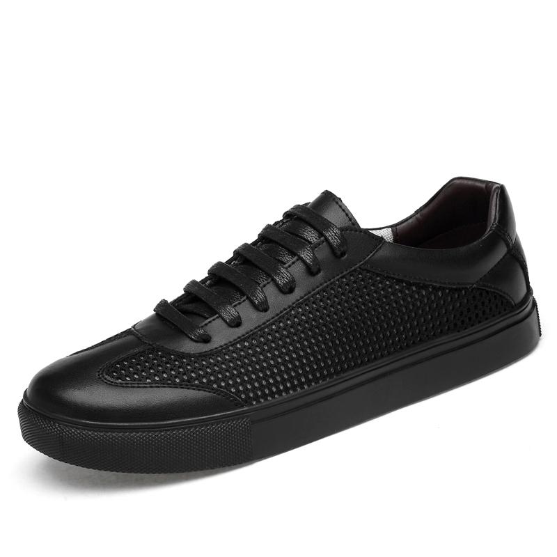 

Мужская повседневная обувь из натуральной кожи, легкая сетчатая обувь, универсальные мужские кроссовки для активного отдыха, тенниса, кроссовки для прогулок 46 чёрный