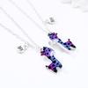 2Pieces/Set Heart Pendant Magnet Matching Necklace Colorful BFF Friend Girlfriend Relationship Gift Valentines Day