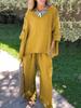 2025 Women's Cotton-Linen Two-Piece Set: Solid Color Loose Casual Long Pants for Autumn & Winter