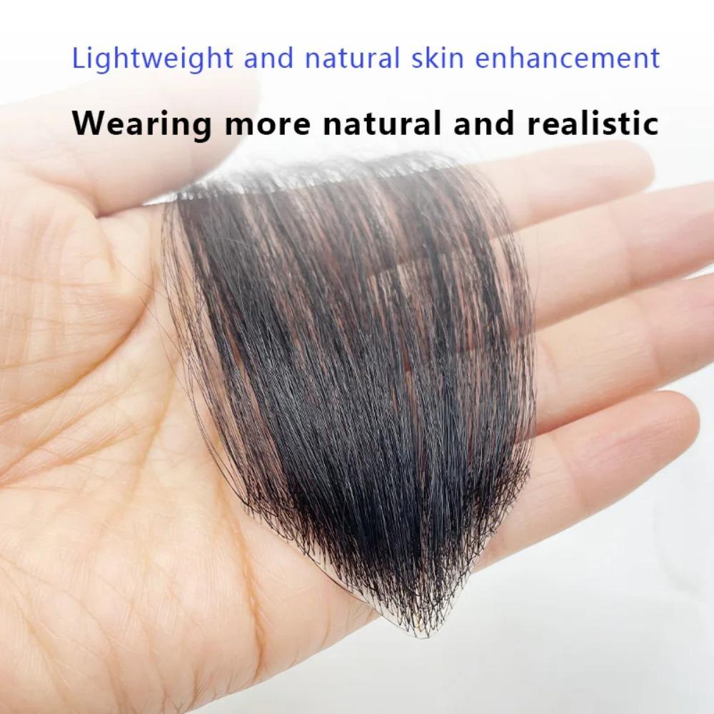 Seamless 100% Human Hair Hairpiece Invisible Hairline Sideburn Patch Forehead Patch  Men