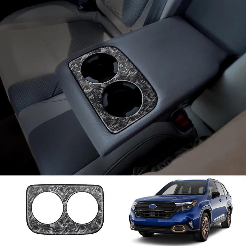 For Subaru Forester 2024 2025 2026 ABS Carbonfiber Interior Center Conlose Rear Row Seat Water Cup Holder Panle Cover Sticker