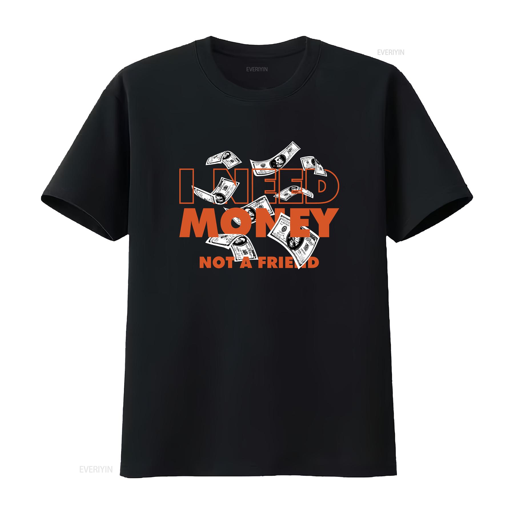 

I Need Money T Shirt Bold StatemenT with Flying Dollar Bills Design in Orange White vintage Washed Slightly Unisex Stylish 4XL