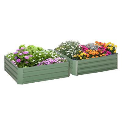 Set of 2 Raised Garden Beds, Galvanized Steel, for Plants and Vegetables, 100x100x30 Cm