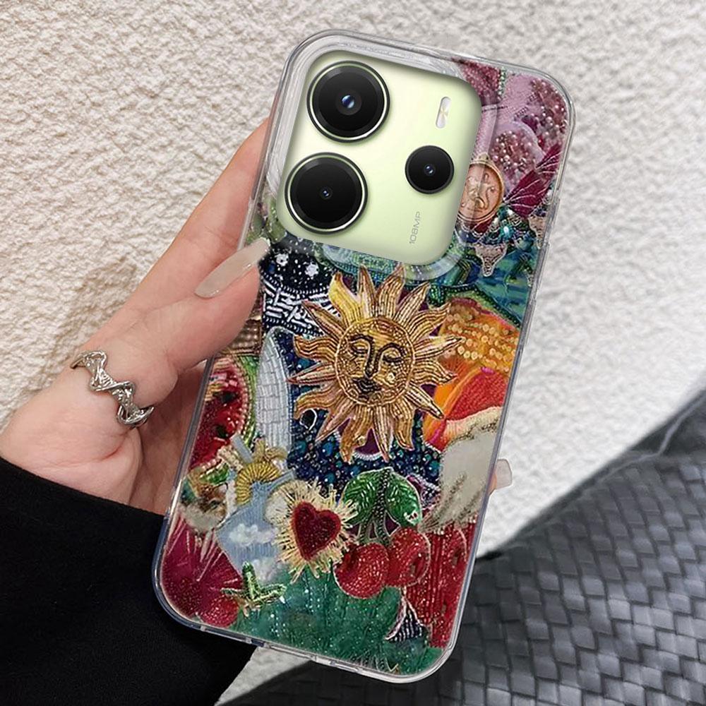 Retro Sunflower Planet Fruit  Trendry Phone Case for Xiaomi Redmi 13C 14C A5 A3 A4 A3X A1 A2 Note 14 13 12 11 11S 10 Pro Cover