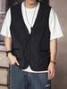 Men's Trendy Japanese Multi-Pocket Workwear Vest - Retro Sleeveless Summer Top