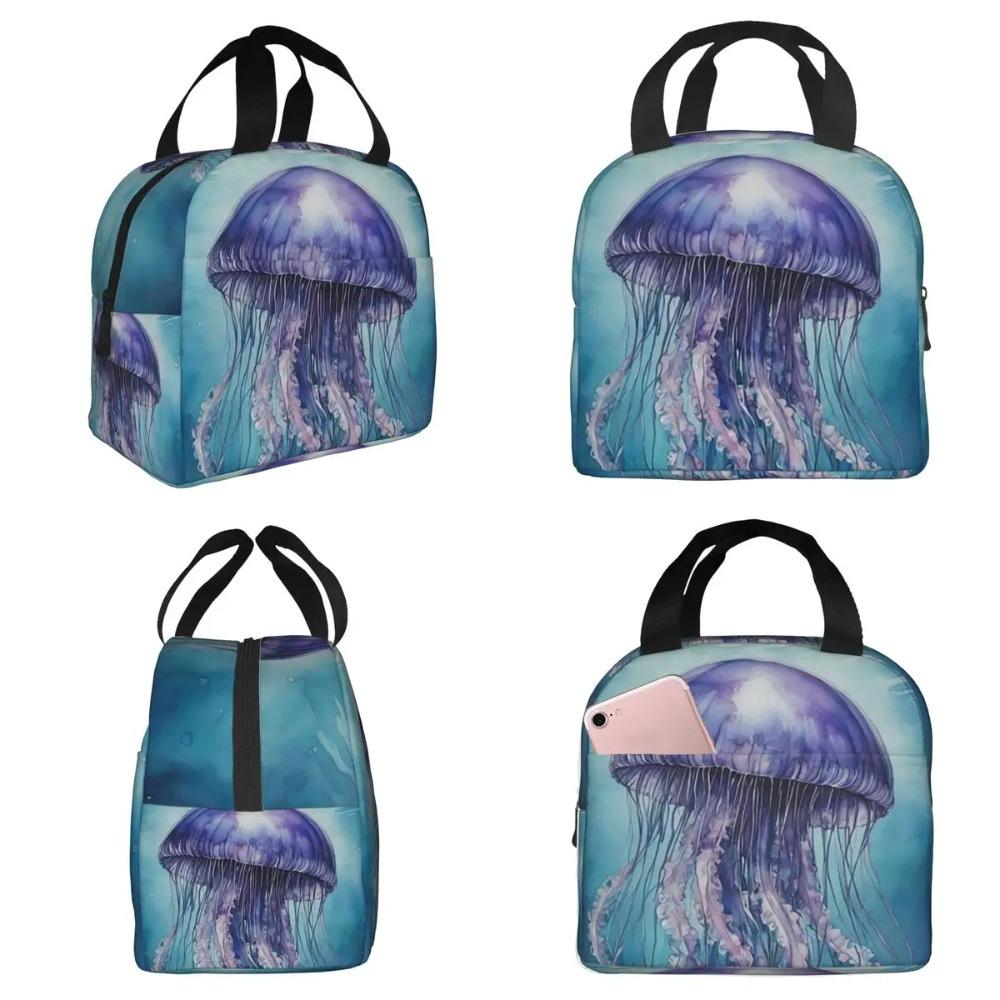 Borsa Termica per Pranzo ad Acquerello Medusa Subacquea per Bambini Scuola Borsa Frigo Termica Scatola per Cibo Borsa Tote Contenitore Portatile per Pranzo