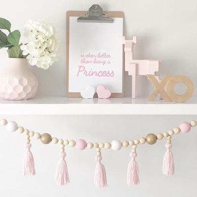 Stile Nordico Legno Legno Nappa di Perline Bambina Bambino Ornamenti Perline Decorazione da Parete Tenda