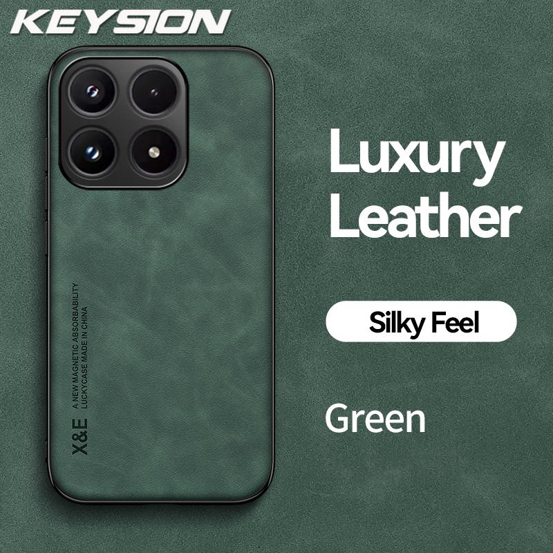 KEYSION Luxury Retro PU Leather Phone Case for Xiaomi 17 Soft Silicone+PC Shockproof Phone Back Cover for Xiaomi 17
