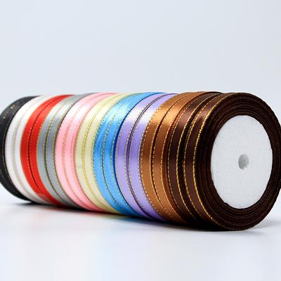 Hot Sale Golden Ribbon Silk Satin Wedding 1cm*22m DIY Gift Wrapping 1Roll Party Decoration Scrapbooking Supplies Popular  Jewelry Accessory