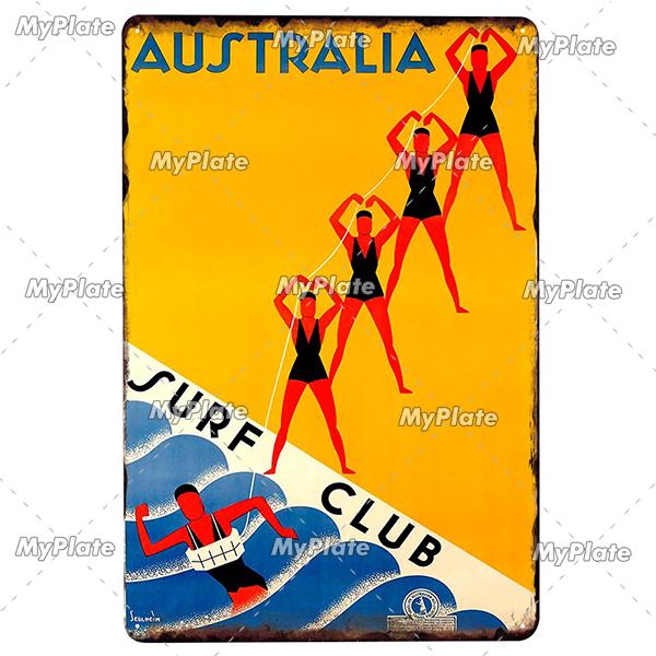 [MyPlate] SUMMER Vintage Metal Sign Tin Sign Wall Decor For Bar Beach Plaque Pub Club Poster Wall Decor Hawaii/California/Miami