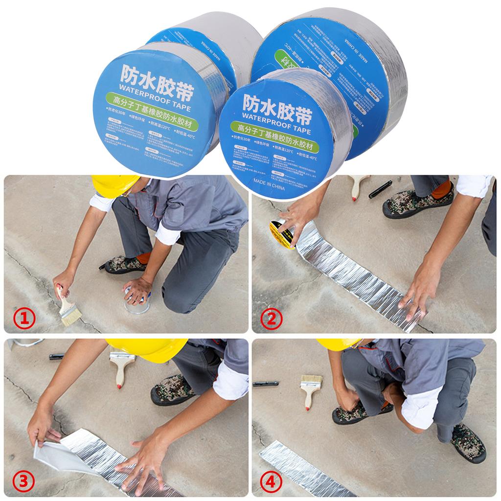 Cinta Impermeable de Butilo Engrosada con Papel de Aluminio Cinta de Sellado Fuerte de Goma Stop Fugas en Tuberías de Agua de Jardín Impermeable para Exteriores Fuga