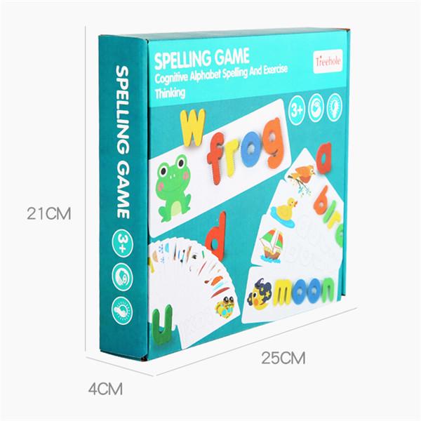Wooden Alphabet Learning Cards Set Word Spelling Practice Game Toy Letters Spelling Card Word Toys