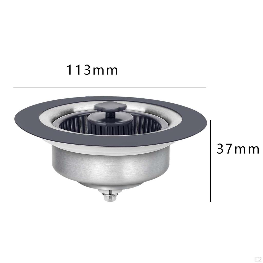 Kitchen Sink Strainer and Stopper Combo, Stopper, Lightweight Replaceable Basket Drain
