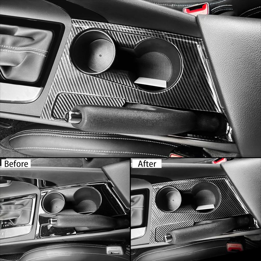 Carbon Fiber Style Car Water Cup Holder Trim Cover Interior Compatible with Hyundai Elantra CN7 N Line