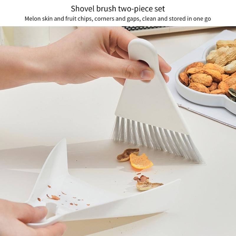 Dense Brush Dustpan Combination Modifiable Brush Space Saving Design Compact Desktop Broom And Dustpan Set