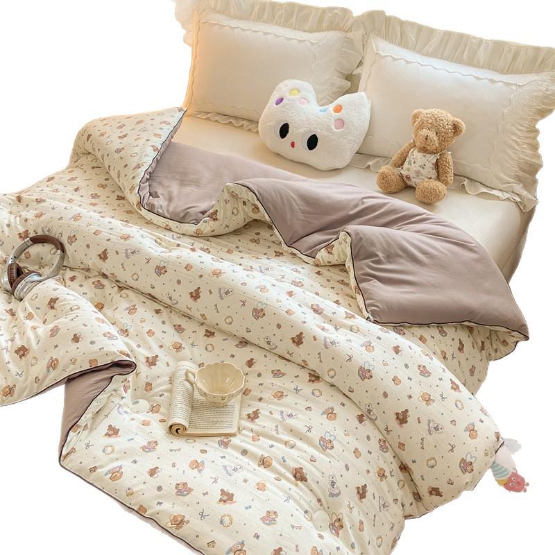 Antybakteryjna kołdra sojowa klasy A: Drukowana Gruba Bawełniana Kołdra do Akademików - Kontrolująca Temperaturę Zimowa Ciepło