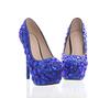 Sexy Royal Blue Heel Women's Shoes, Round Head Thin Heel Large Size Women's Shoes Waterproof Table Rhinestone Women's Shoes