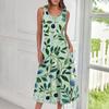 Women's Casual Fashion Floral Print Round Neck Sleeveless Midi Dress