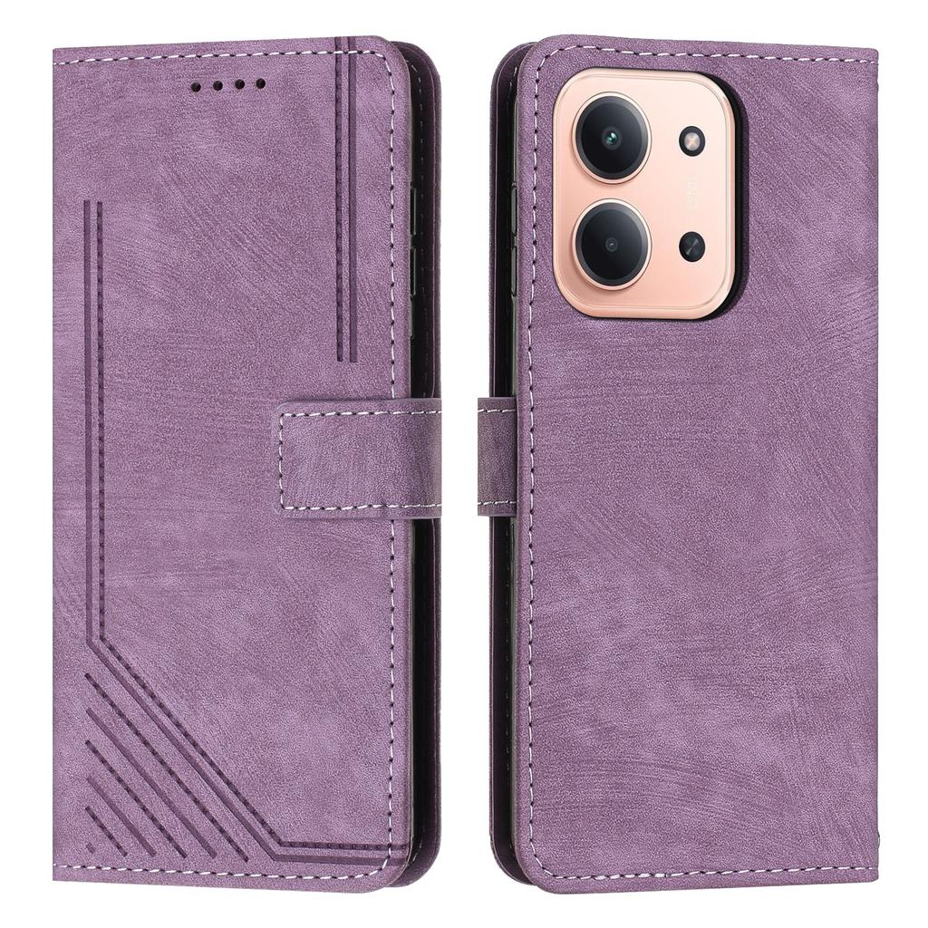 For Xiaomi Redmi 15C 5G (EU) (173mm)/15C 4G (EU) (173mm) Stand Case Imprinted Lines Leather Phone Cover
