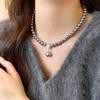 Copper Micro-Inlaid Zircon Water Drop Glass Pearl Necklace Autumn And Winter Sweater Chain Light Luxury Niche Design Clavicle Chain