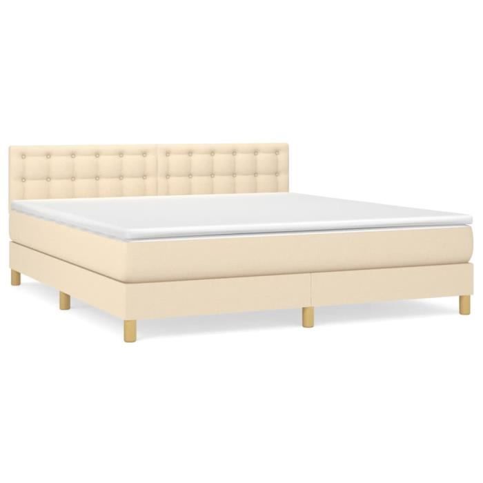 3140950 vidaXL Divan Bed with Mattress Cream 160x200 Cm Fabric