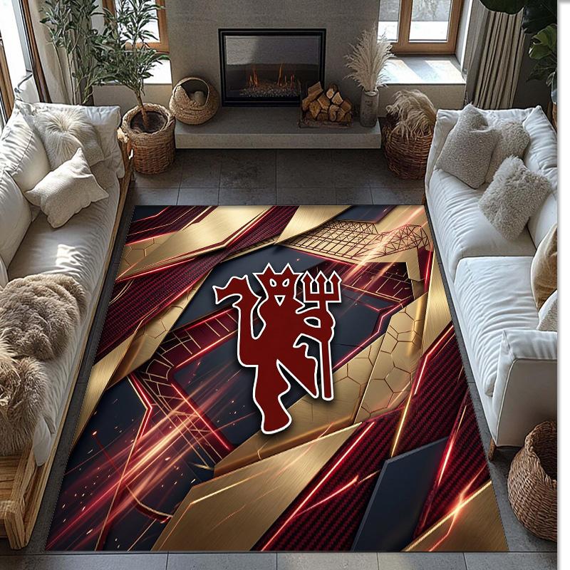 Manchester United Bedruckter Flanell Teppich rutschfest weich Polyester Boden Teppich Indoor Dekor Matte für Schlafzimmer Wohnzimmer Sofa