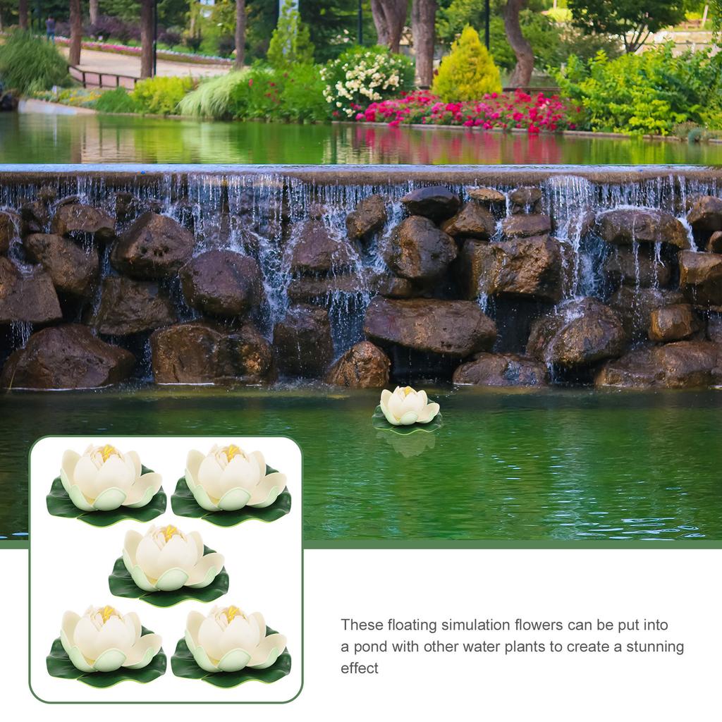 5 Stück Künstliche Lotusblumen Dekoration Schwimmende Künstliche Lotusblumen für Wassergärten Teiche Brunnen Aquarien Terrassen Heimdekoration