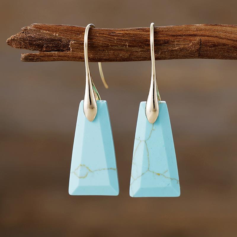 Bohemian geometric pendant earrings, popular natural stone jewelry in Europe and America