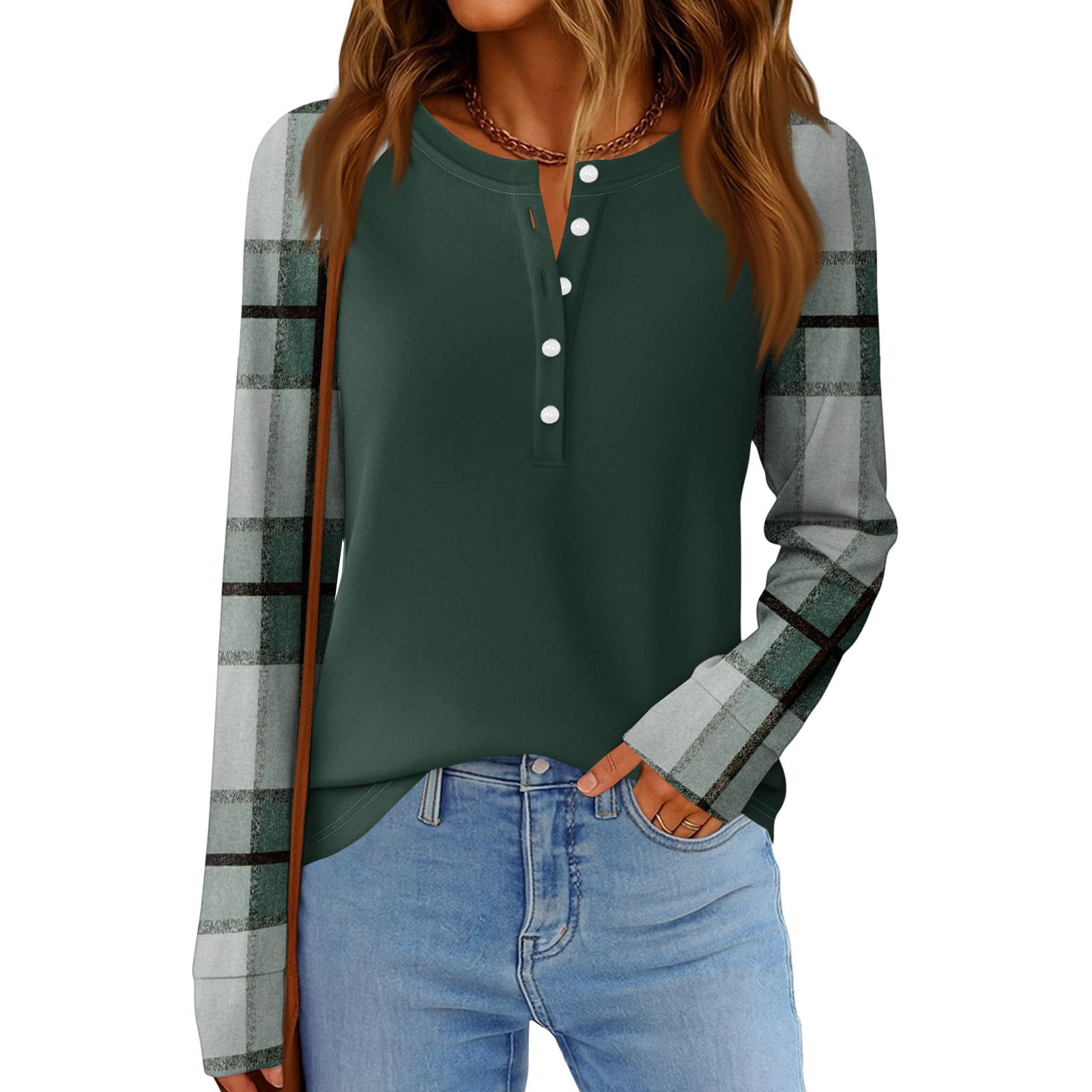 

Жіноча мода Вільний топ з довгим рукавом та круглим вирізом на кожен день L