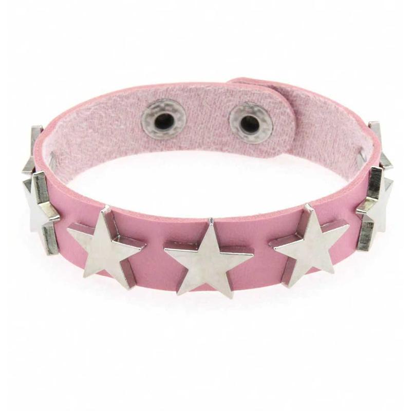 1 Punk Pink Skull Rivet Creative Bracelet Bracelet, Suitable For Women'S Daily Holiday Parties And Halloween Wear