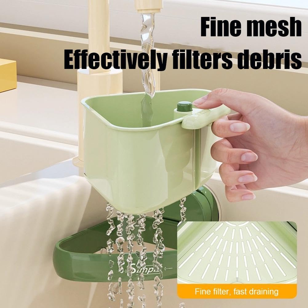 Sink Strainer Basket, New Upgraded Suction Cup Press Sink Drainer Basket,Automatic Dumping Sink Strainer Basket,Faucet Sponge Storage Rack,Corner Sink