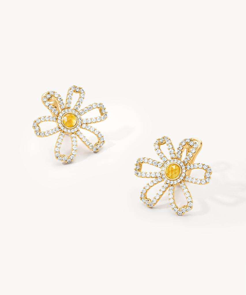 Lola Rose Daisy Citrine Gemstone Cubic Earrings For Women