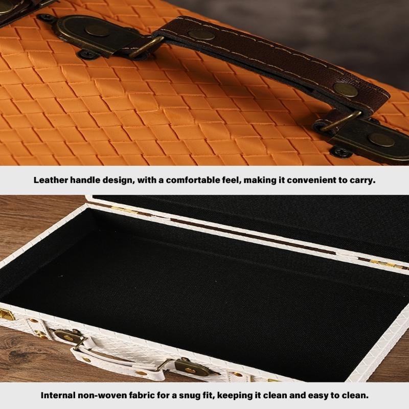 Vintage Europäischer Stil Leder und Holz Aufbewahrungsbox Tragbar Haushaltsgegenstände Organizer Für Heim Büro Dekoration