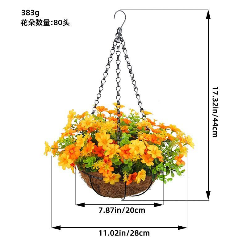 Artificial Flower Hanging Basket With Bow Decor Woven Fabric Floral Wall Home Interior Modern Dcor