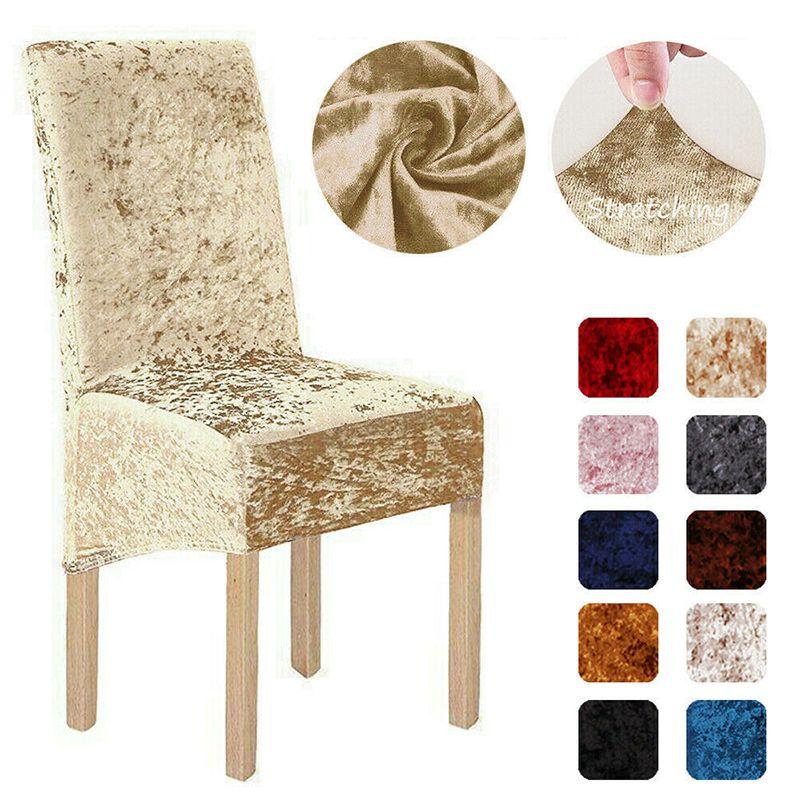 Stylish Crushed Velvet Dining Chair Covers With Secure Fit And Quick Recovery Stretch