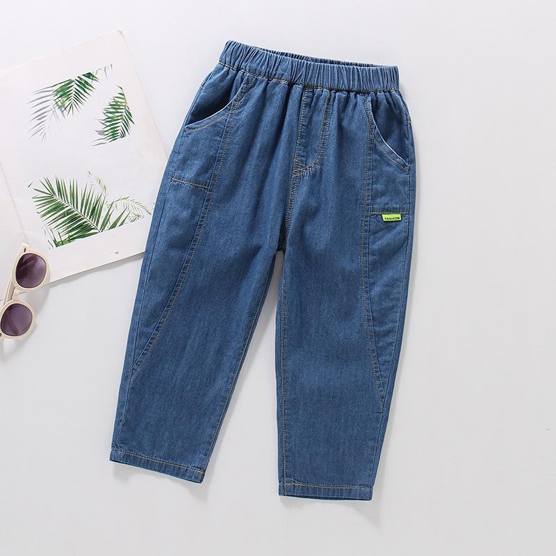 Children's Summer Loose Casual Jeans Middle and Large Children Soft Mid-waist Thin Section Anti-mosquito Pants
