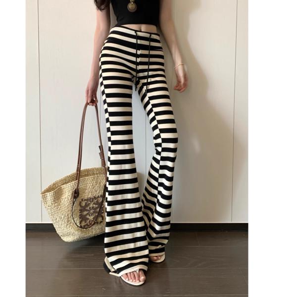 

Women s Low Waist Striped Micro Flare Pants - Retro Slimming Casual 2025 S