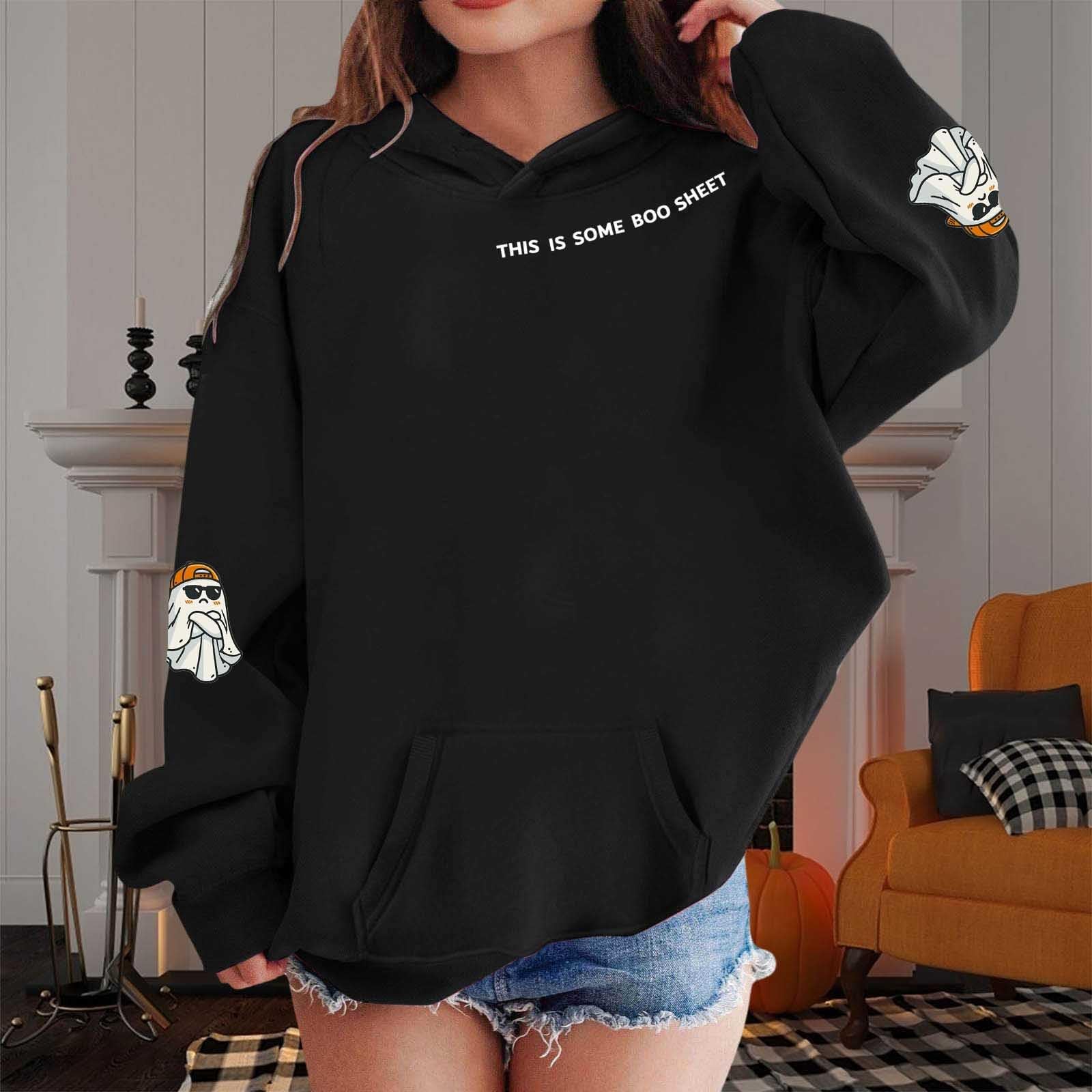 

Детские свободные толстовки с длинным рукавом, блузки, повседневные модные однотонные пуловеры с капюшоном, толстовки с карманом 110 чёрный