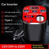 Multi-function Vehicle Power Inverter 12V/24V to 220V Power Converter LED Display Socket for Car Travel Camping Power Supply