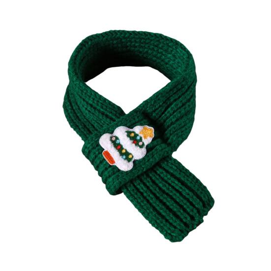 Christmas Pet Collar Embroidered Christmas Tree Snowman Santa Claus Elk Pattern Pet Knitted Scarf Hat Set