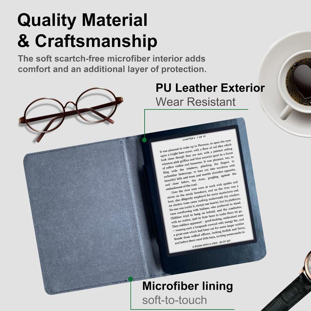 PU Leather 5 inch e-Reader Case Auto Wake/Sleep Folio Funda N705 Smart Cover for Kobo Mini